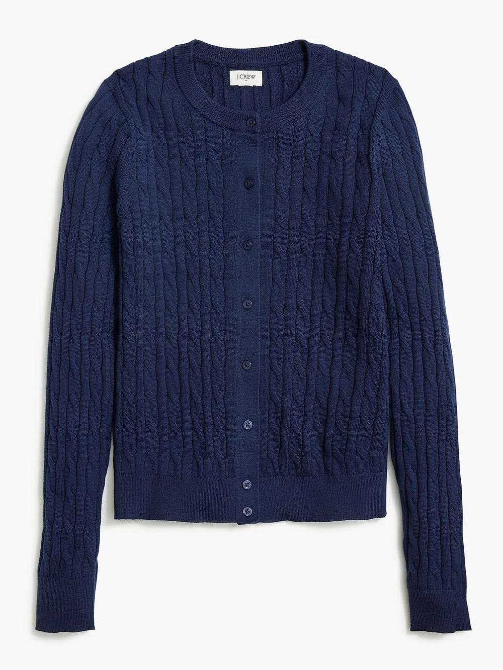J. Crew Women's Navy Cable-Knit Button Cardigan Sweater size S